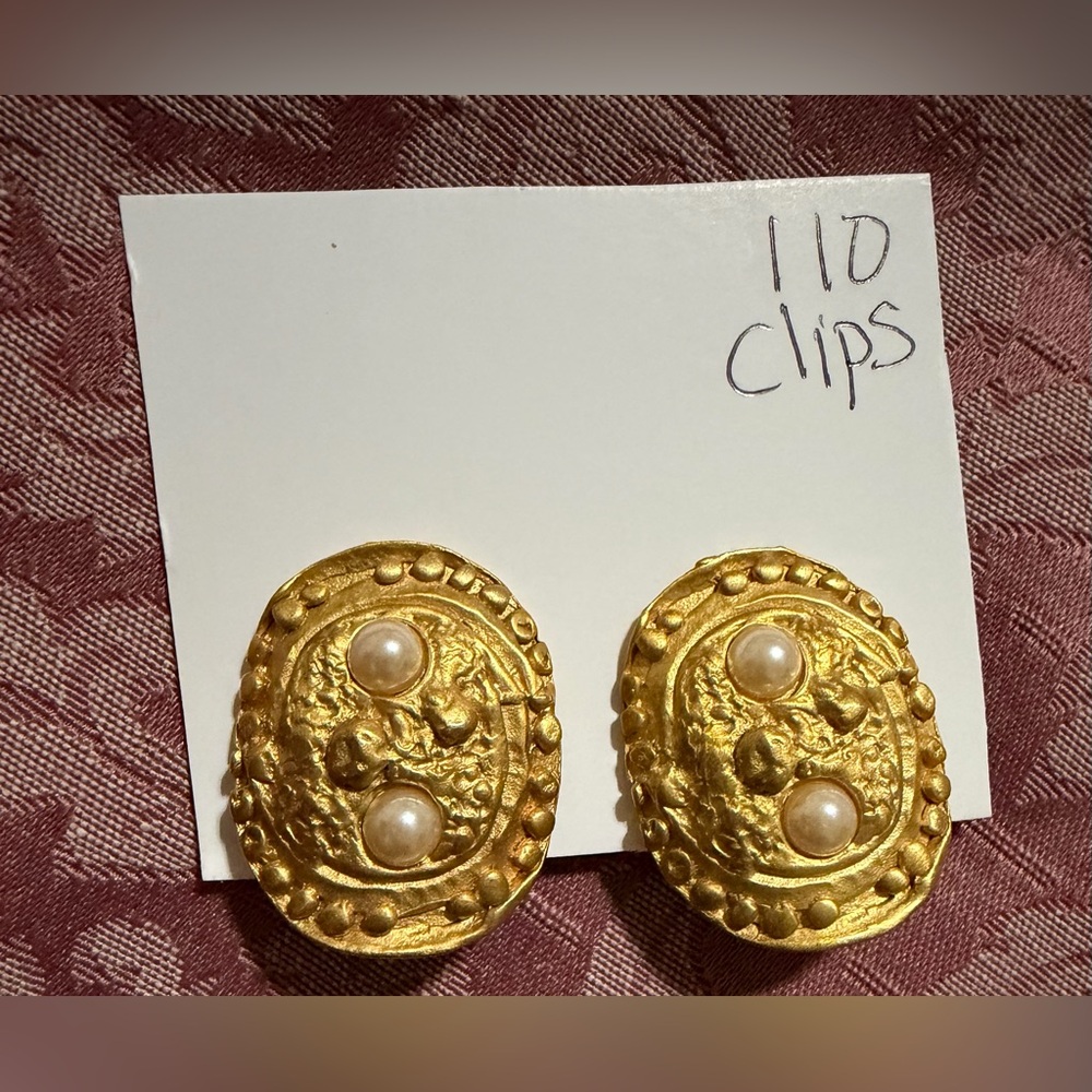 Gold-Tone Pearl Accent Clip-On Earrings - Classic Women’s Jewelry